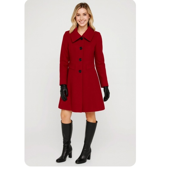 EXPRESS Bold Red Swing Wool Blend Peacoat Size XS - Picture 1 of 14